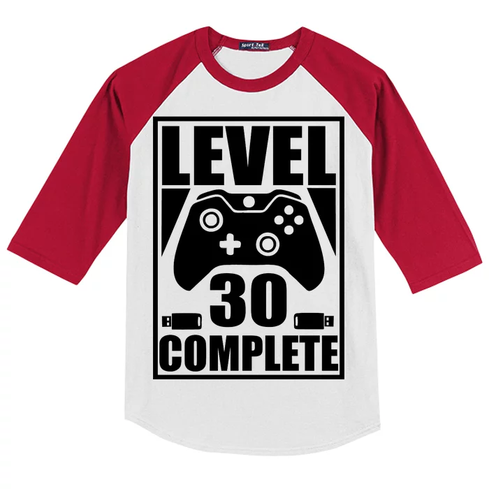 Level 30 Complete Video Gamer 30th Birthday Kids Colorblock Raglan Jersey