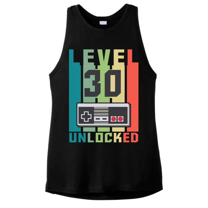 Level 30 Unlocked Funny Retro Gamer Birthday Ladies Tri-Blend Wicking Tank