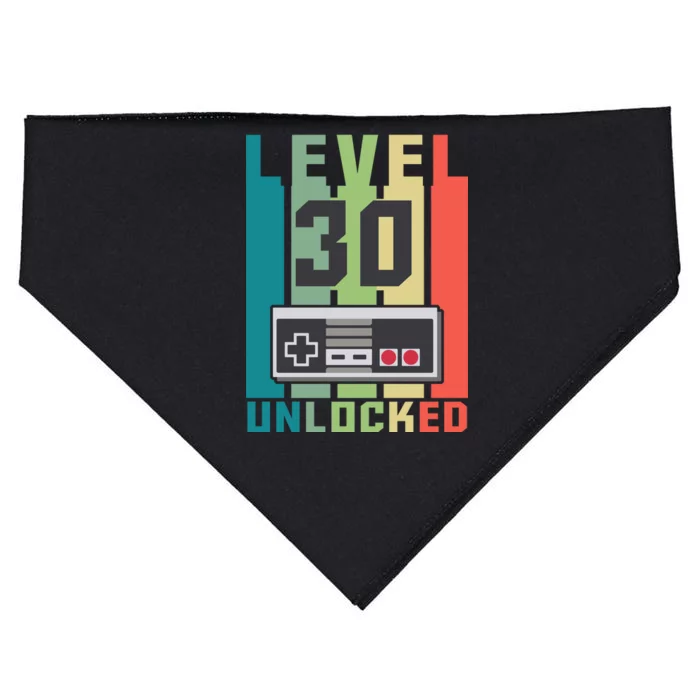 Level 30 Unlocked Funny Retro Gamer Birthday USA-Made Doggie Bandana