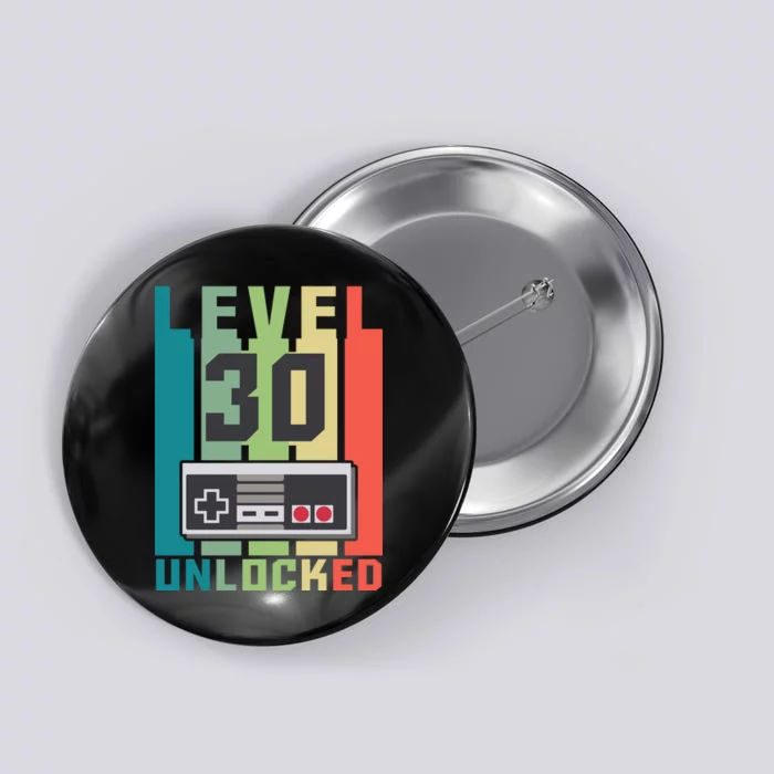 Level 30 Unlocked Funny Retro Gamer Birthday Button