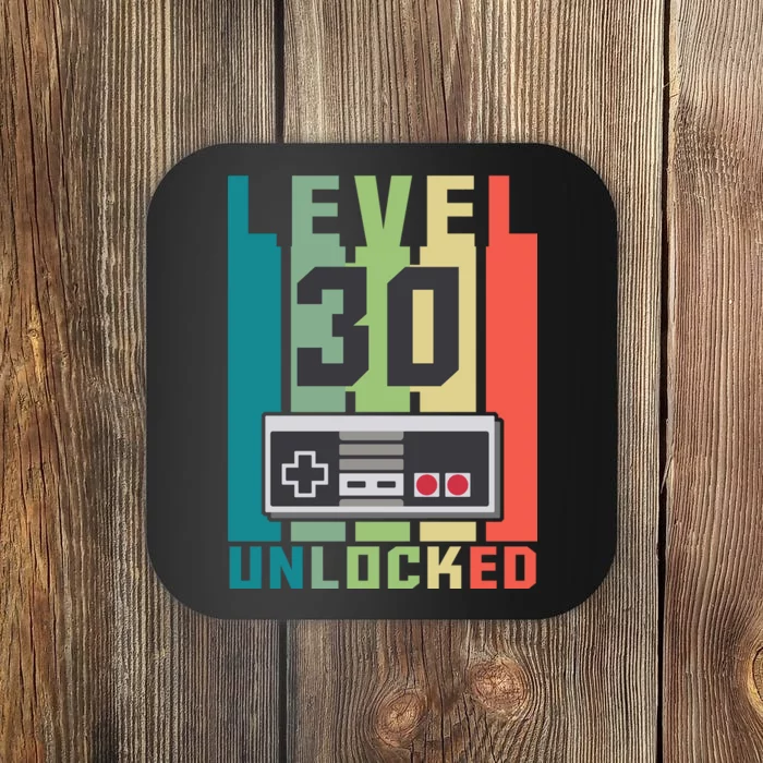 Level 30 Unlocked Funny Retro Gamer Birthday Coaster