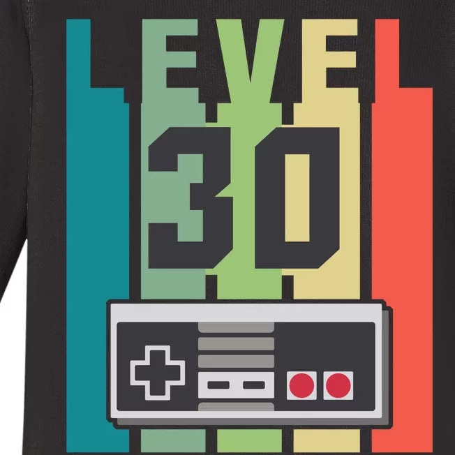 Level 30 Unlocked Funny Retro Gamer Birthday Baby Long Sleeve Bodysuit