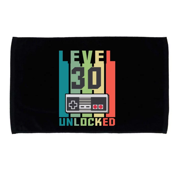 Level 30 Unlocked Funny Retro Gamer Birthday Microfiber Hand Towel