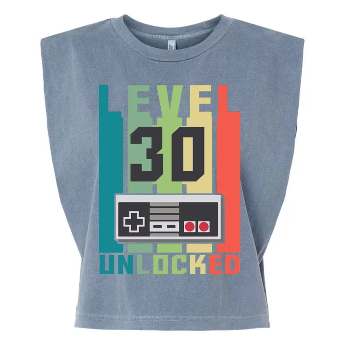 Level 30 Unlocked Funny Retro Gamer Birthday Garment-Dyed Women's Muscle Tee