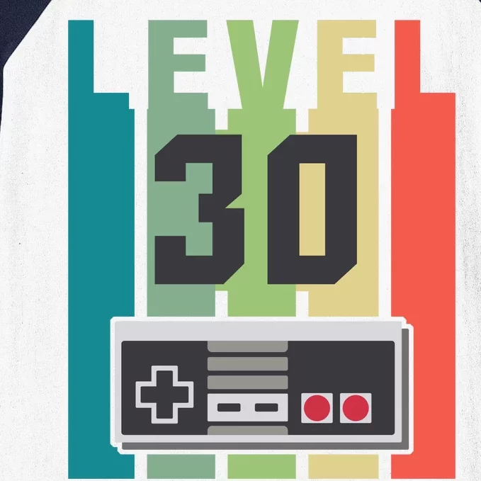 Level 30 Unlocked Funny Retro Gamer Birthday Baseball Sleeve Shirt