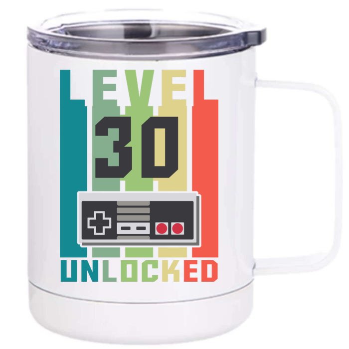 Level 30 Unlocked Funny Retro Gamer Birthday Front & Back 12oz Stainless Steel Tumbler Cup