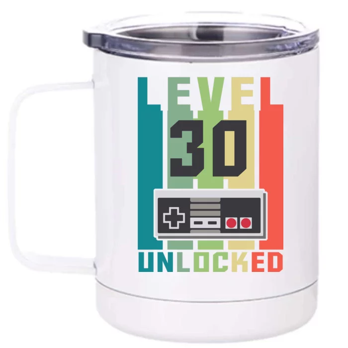 Level 30 Unlocked Funny Retro Gamer Birthday Front & Back 12oz Stainless Steel Tumbler Cup