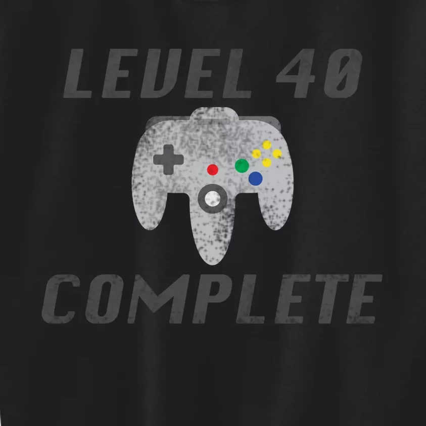 Level 40 Complete 40th Birthday Kids Sweatshirt