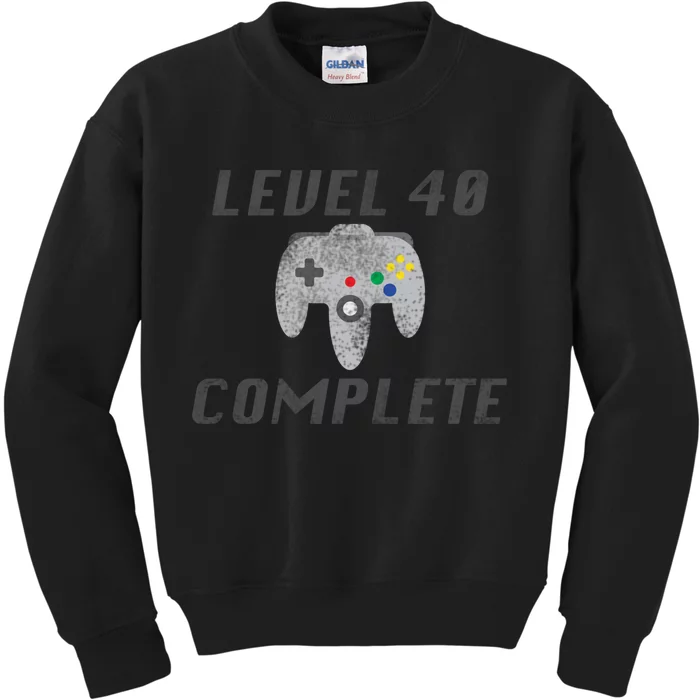 Level 40 Complete 40th Birthday Kids Sweatshirt