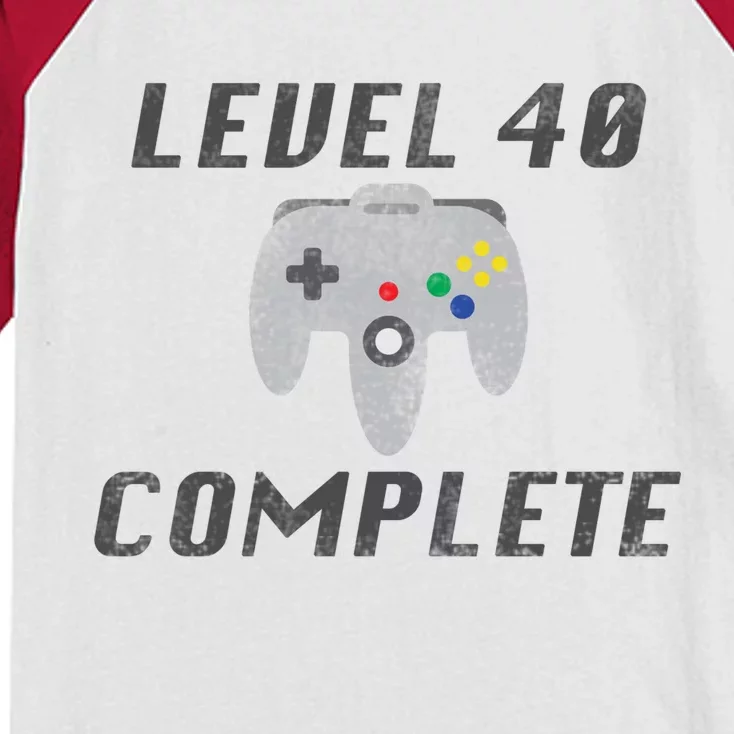 Level 40 Complete 40th Birthday Kids Colorblock Raglan Jersey