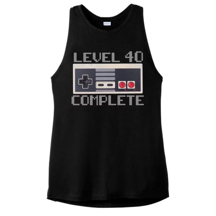 Level 40 Complete Retro Gamer 40th Birthday Ladies Tri-Blend Wicking Tank