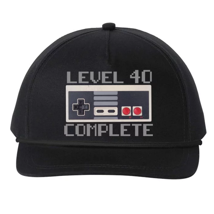 Level 40 Complete Retro Gamer 40th Birthday Snapback Five-Panel Rope Hat