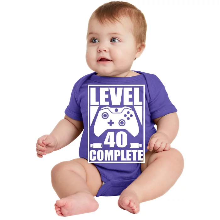 Level 40 Complete Video Gamer 40th Birthday Baby Bodysuit