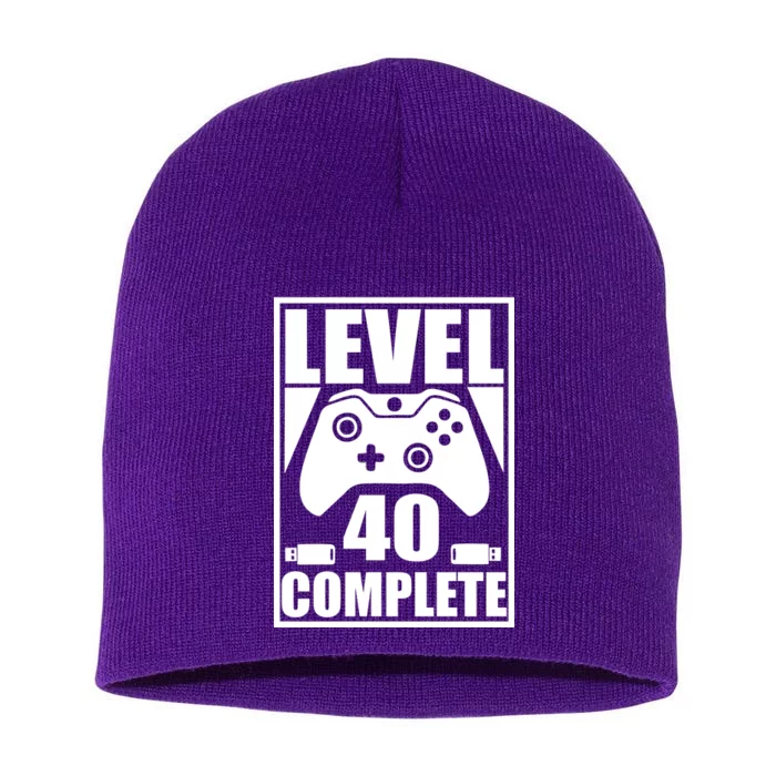 Level 40 Complete Video Gamer 40th Birthday Short Acrylic Beanie