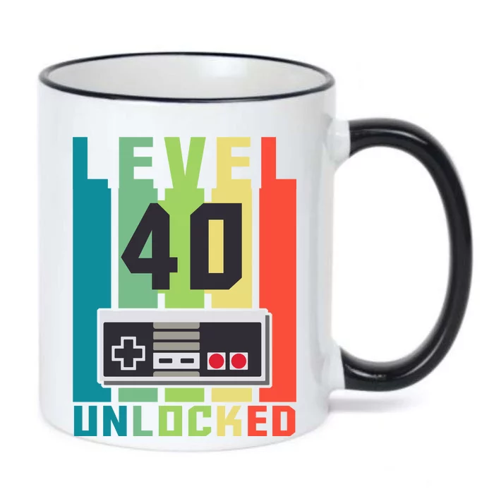 Level 40 Unlocked Funny Retro Gamer Birthday Black Color Changing Mug