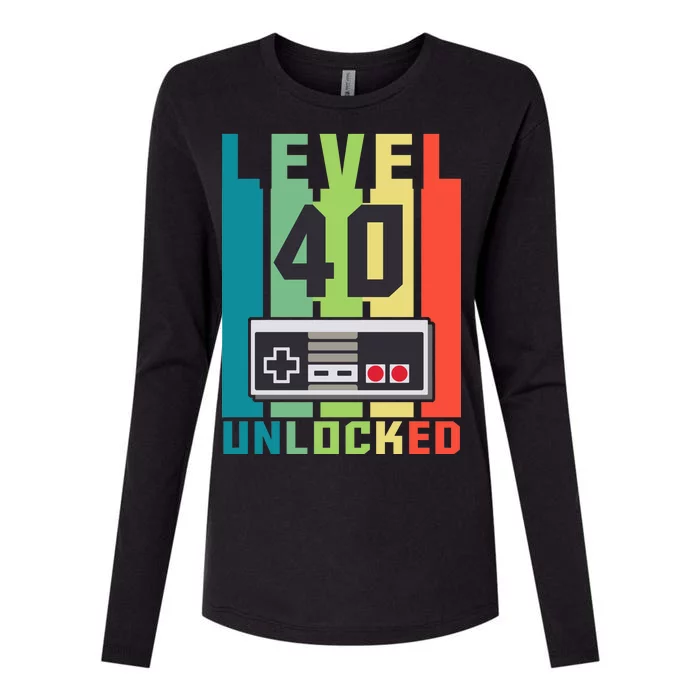 Level 40 Unlocked Funny Retro Gamer Birthday Womens Cotton Relaxed Long Sleeve T-Shirt