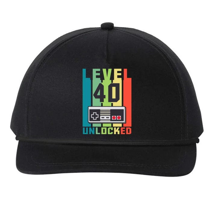 Level 40 Unlocked Funny Retro Gamer Birthday Snapback Five-Panel Rope Hat