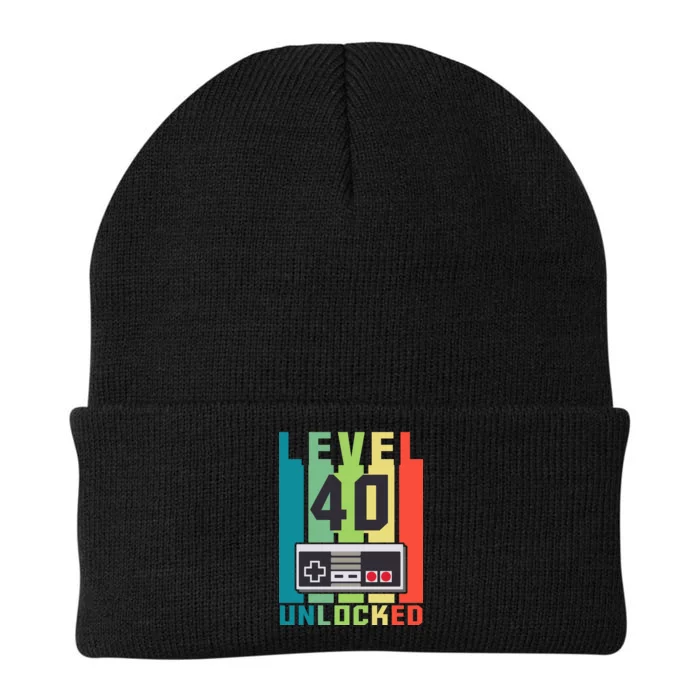 Level 40 Unlocked Funny Retro Gamer Birthday Knit Cap Winter Beanie