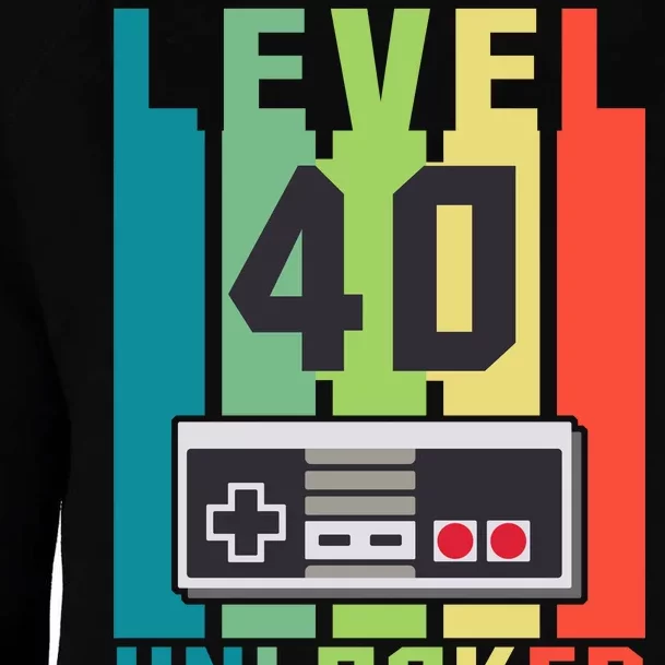 Level 40 Unlocked Funny Retro Gamer Birthday Womens Funnel Neck Pullover Hood