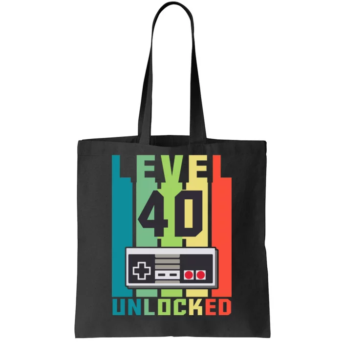 Level 40 Unlocked Funny Retro Gamer Birthday Tote Bag