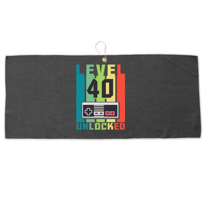 Level 40 Unlocked Funny Retro Gamer Birthday Large Microfiber Waffle Golf Towel