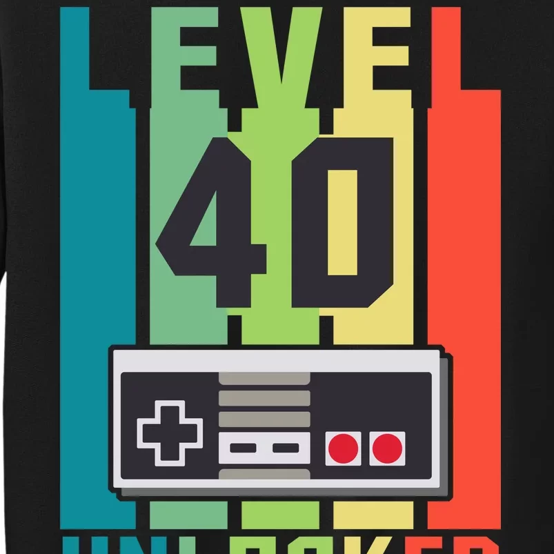 Level 40 Unlocked Funny Retro Gamer Birthday Tall Sweatshirt