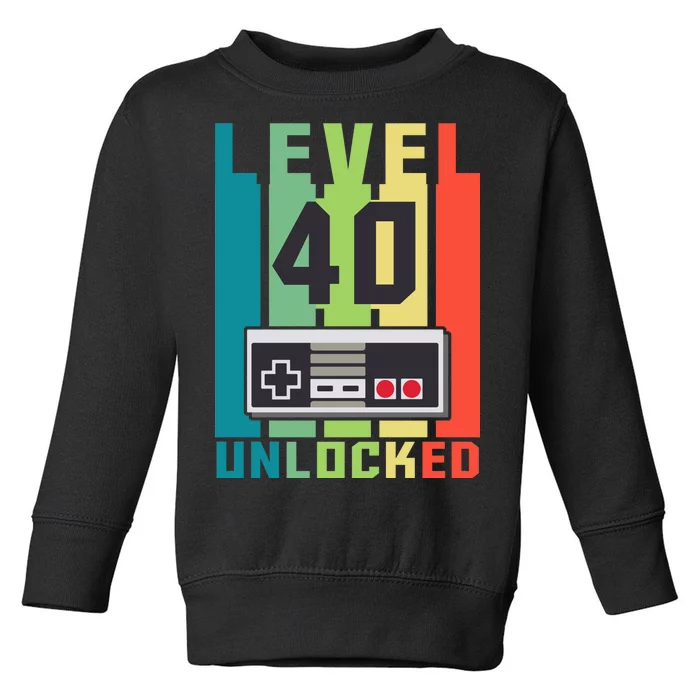 Level 40 Unlocked Funny Retro Gamer Birthday Toddler Sweatshirt