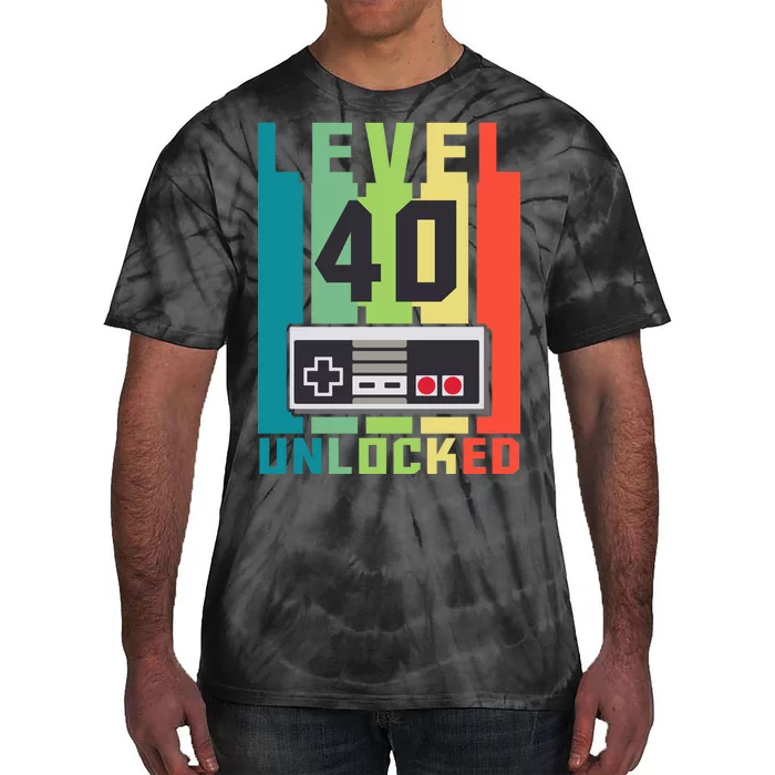 Level 40 Unlocked Funny Retro Gamer Birthday Tie-Dye T-Shirt