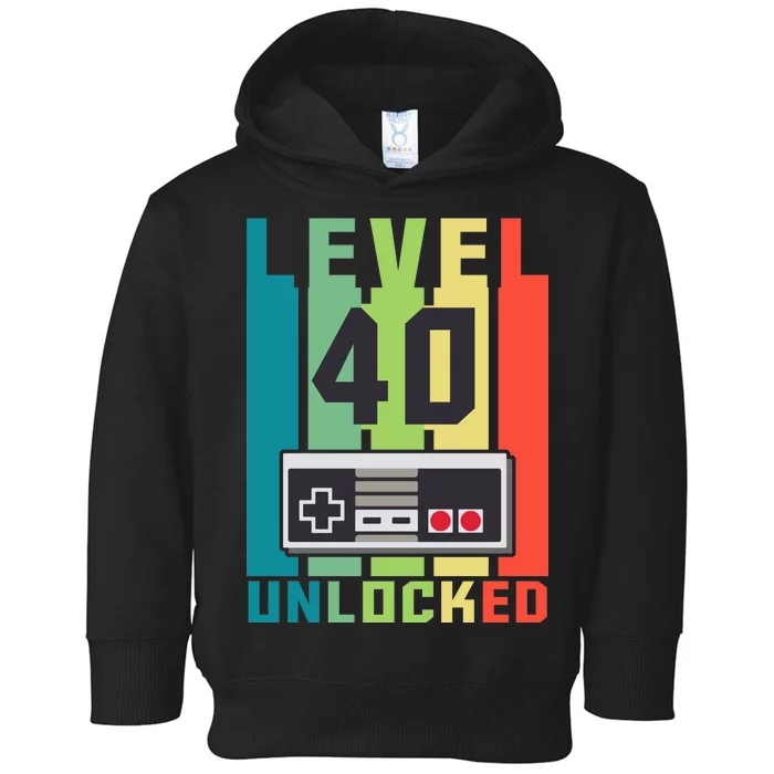 Level 40 Unlocked Funny Retro Gamer Birthday Toddler Hoodie