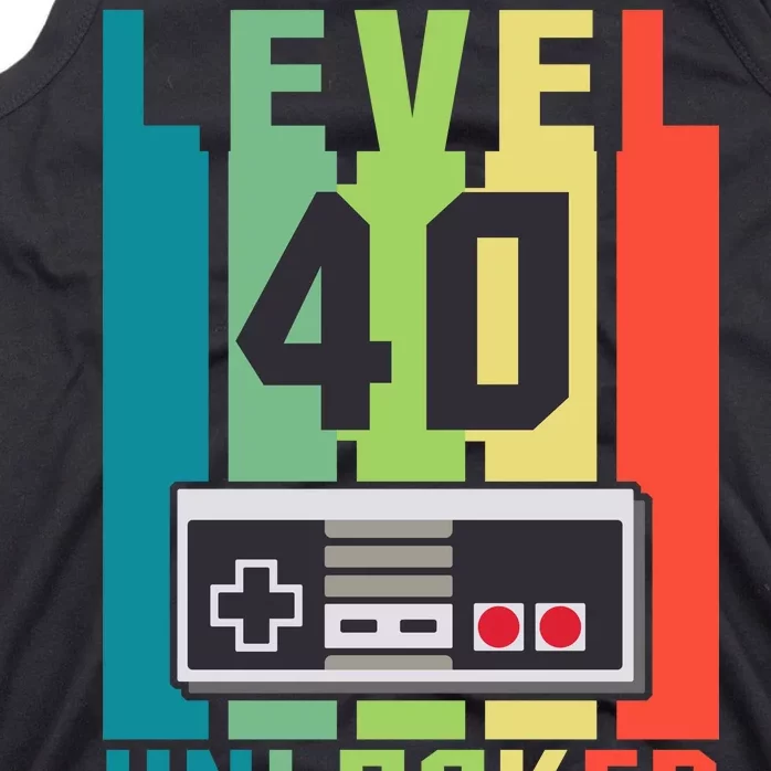 Level 40 Unlocked Funny Retro Gamer Birthday Tank Top