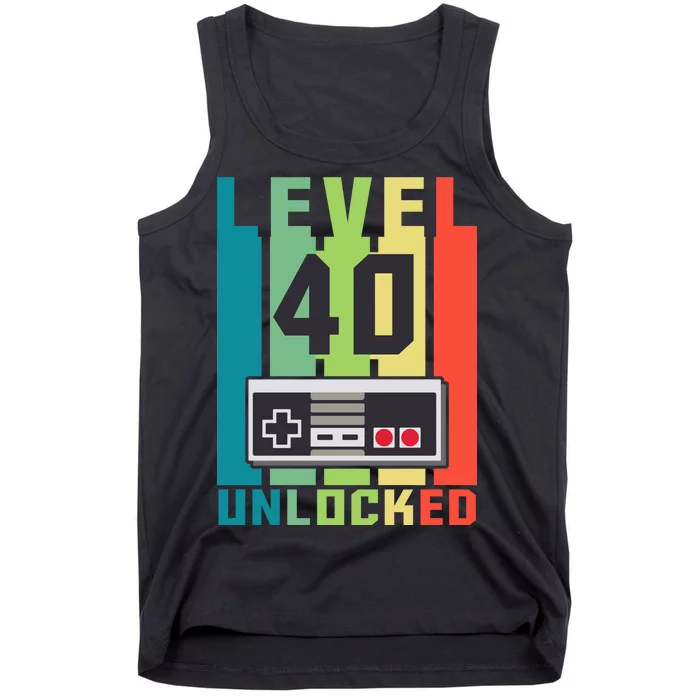 Level 40 Unlocked Funny Retro Gamer Birthday Tank Top