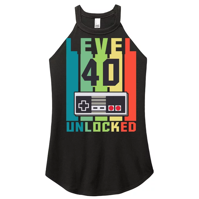 Level 40 Unlocked Funny Retro Gamer Birthday Women’s Perfect Tri Rocker Tank