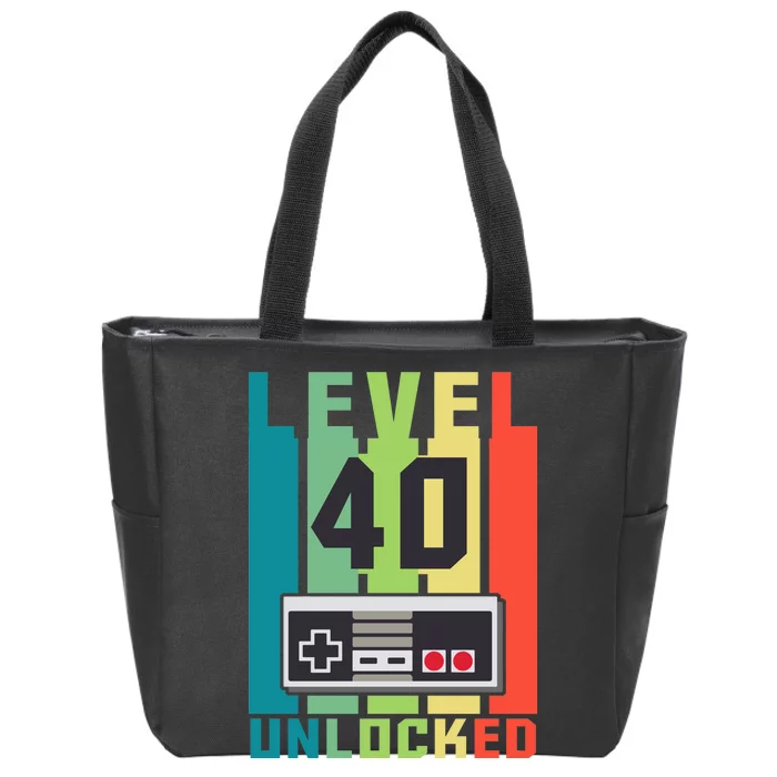 Level 40 Unlocked Funny Retro Gamer Birthday Zip Tote Bag