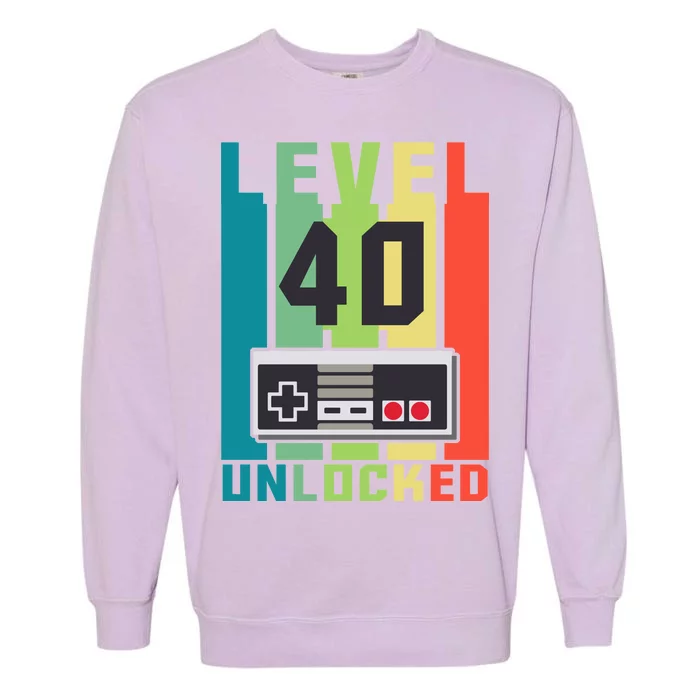 Level 40 Unlocked Funny Retro Gamer Birthday Garment-Dyed Sweatshirt