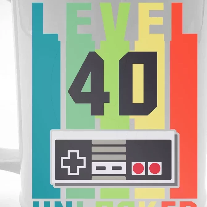 Level 40 Unlocked Funny Retro Gamer Birthday Front & Back Beer Stein