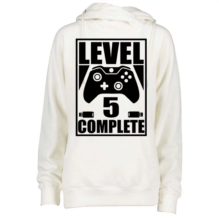 Level 5 Complete Video Gamer 5th Birthday Womens Funnel Neck Pullover Hood