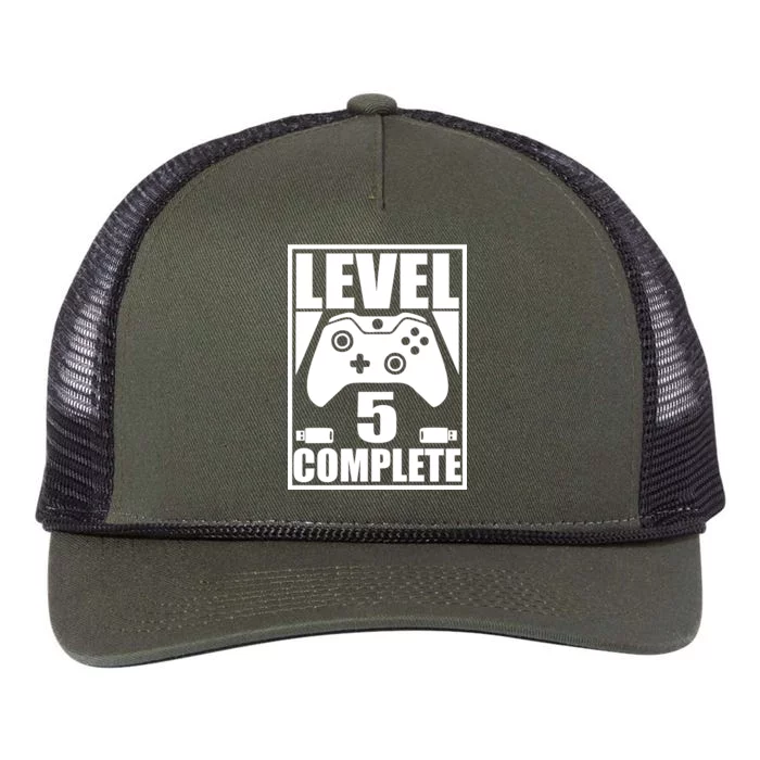 Level 5 Complete Video Gamer 5th Birthday Retro Rope Trucker Hat Cap