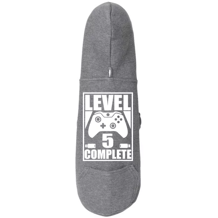 Level 5 Complete Video Gamer 5th Birthday Doggie 3-End Fleece Hoodie