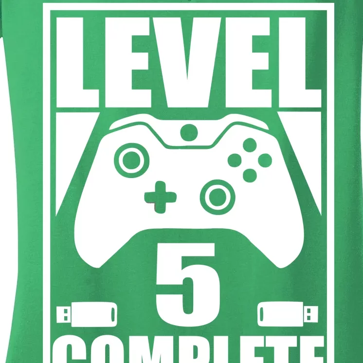 Level 5 Complete Video Gamer 5th Birthday Women's V-Neck T-Shirt