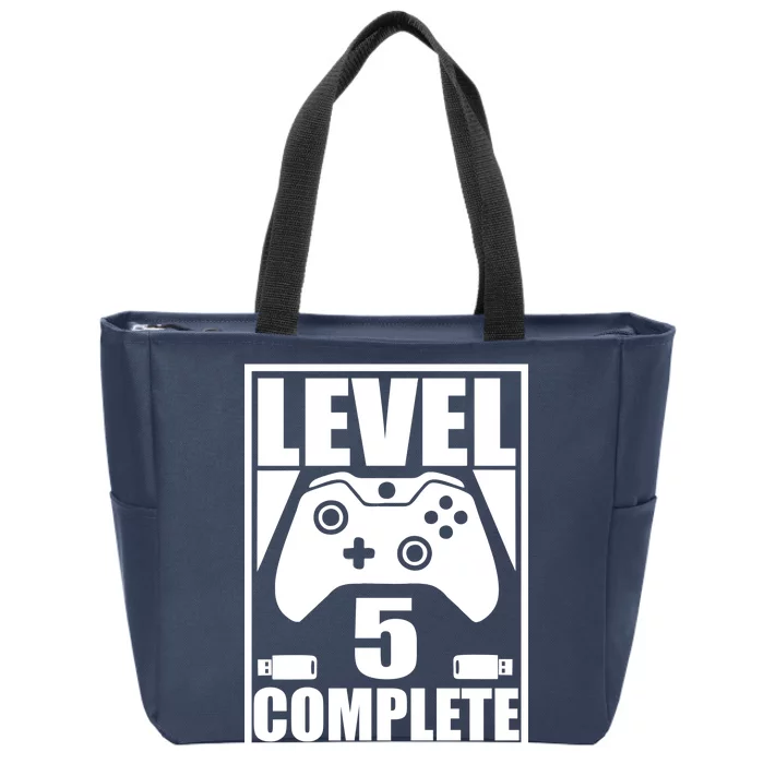 Level 5 Complete Video Gamer 5th Birthday Zip Tote Bag