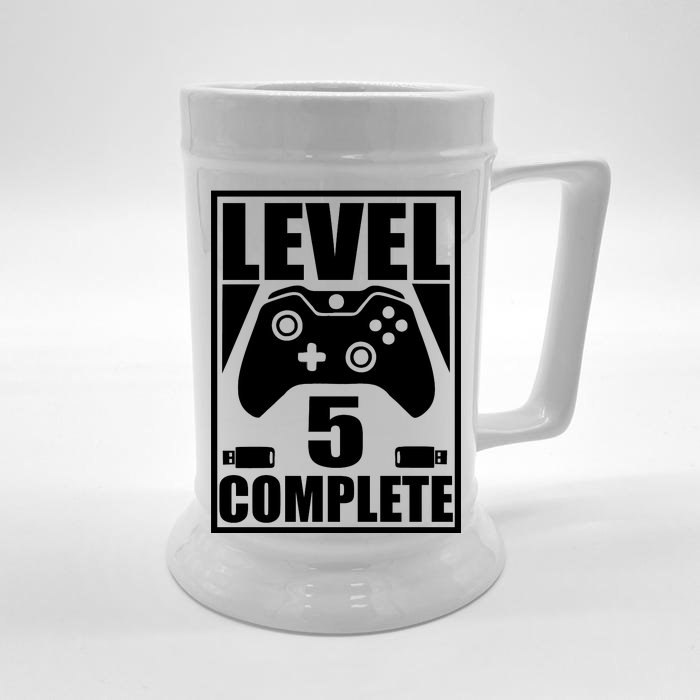 Level 5 Complete Video Gamer 5th Birthday Front & Back Beer Stein