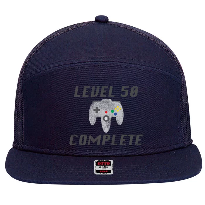 Level 50 Complete 50th Birthday 7 Panel Mesh Trucker Snapback Hat