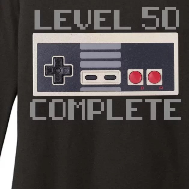 Level 50 Complete Retro Gamer 50th Birthday Womens CVC Long Sleeve Shirt