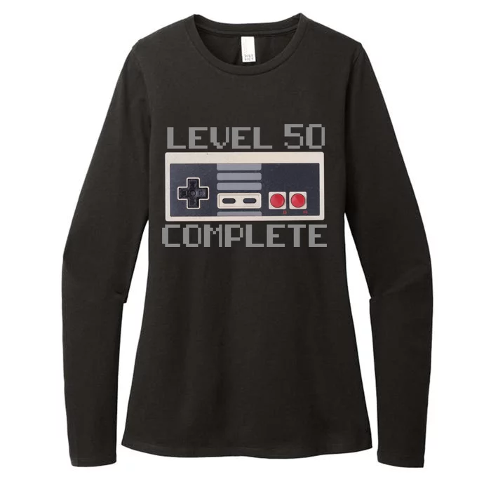 Level 50 Complete Retro Gamer 50th Birthday Womens CVC Long Sleeve Shirt