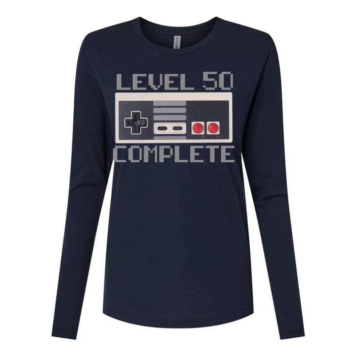 Level 50 Complete Retro Gamer 50th Birthday Womens Cotton Relaxed Long Sleeve T-Shirt