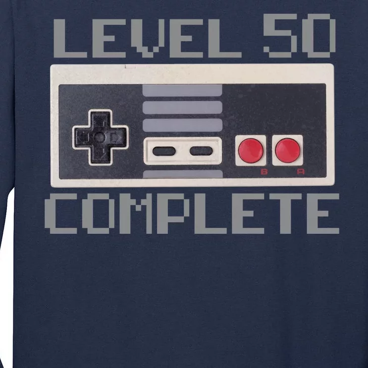 Level 50 Complete Retro Gamer 50th Birthday Tall Long Sleeve T-Shirt