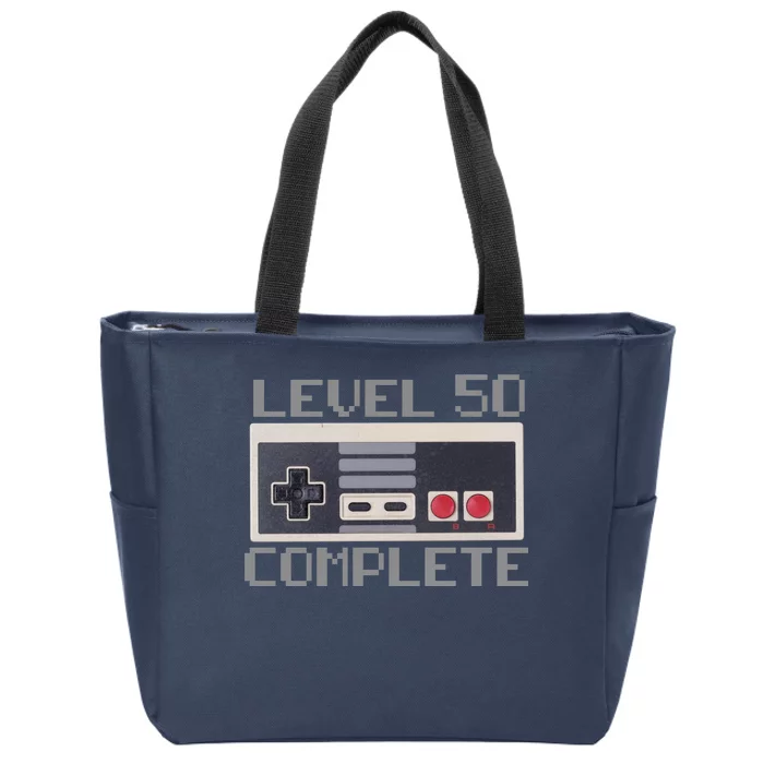 Level 50 Complete Retro Gamer 50th Birthday Zip Tote Bag