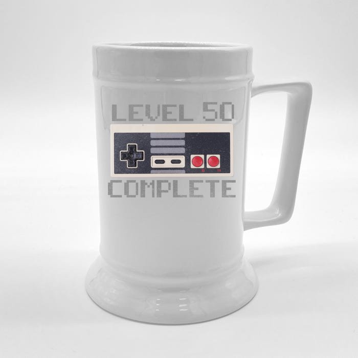 Level 50 Complete Retro Gamer 50th Birthday Front & Back Beer Stein