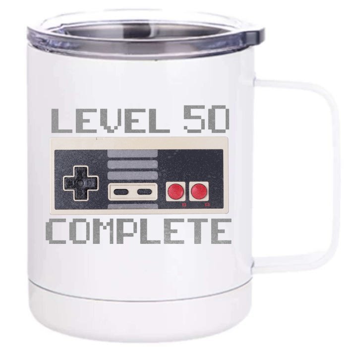 Level 50 Complete Retro Gamer 50th Birthday Front & Back 12oz Stainless Steel Tumbler Cup