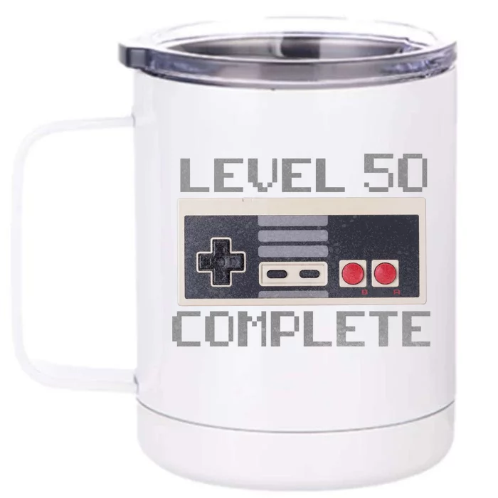 Level 50 Complete Retro Gamer 50th Birthday Front & Back 12oz Stainless Steel Tumbler Cup